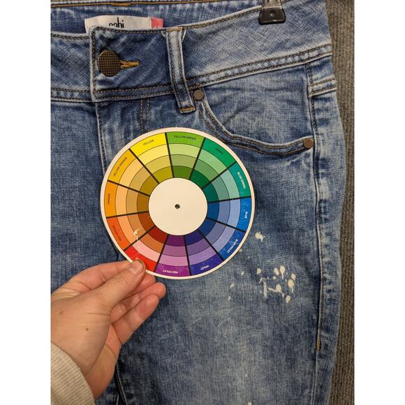 Cabi Jeans Womens 4 (Fits 29x30) Stretch Skinny Stonewash Cinch Carpenter Paint - Picture 4 of 13